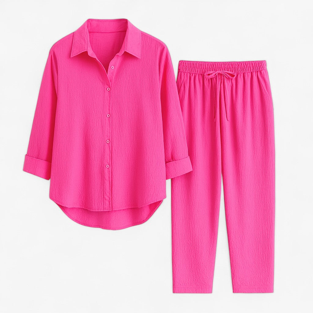 Dames katoenen shirt en broek set voor de zomer