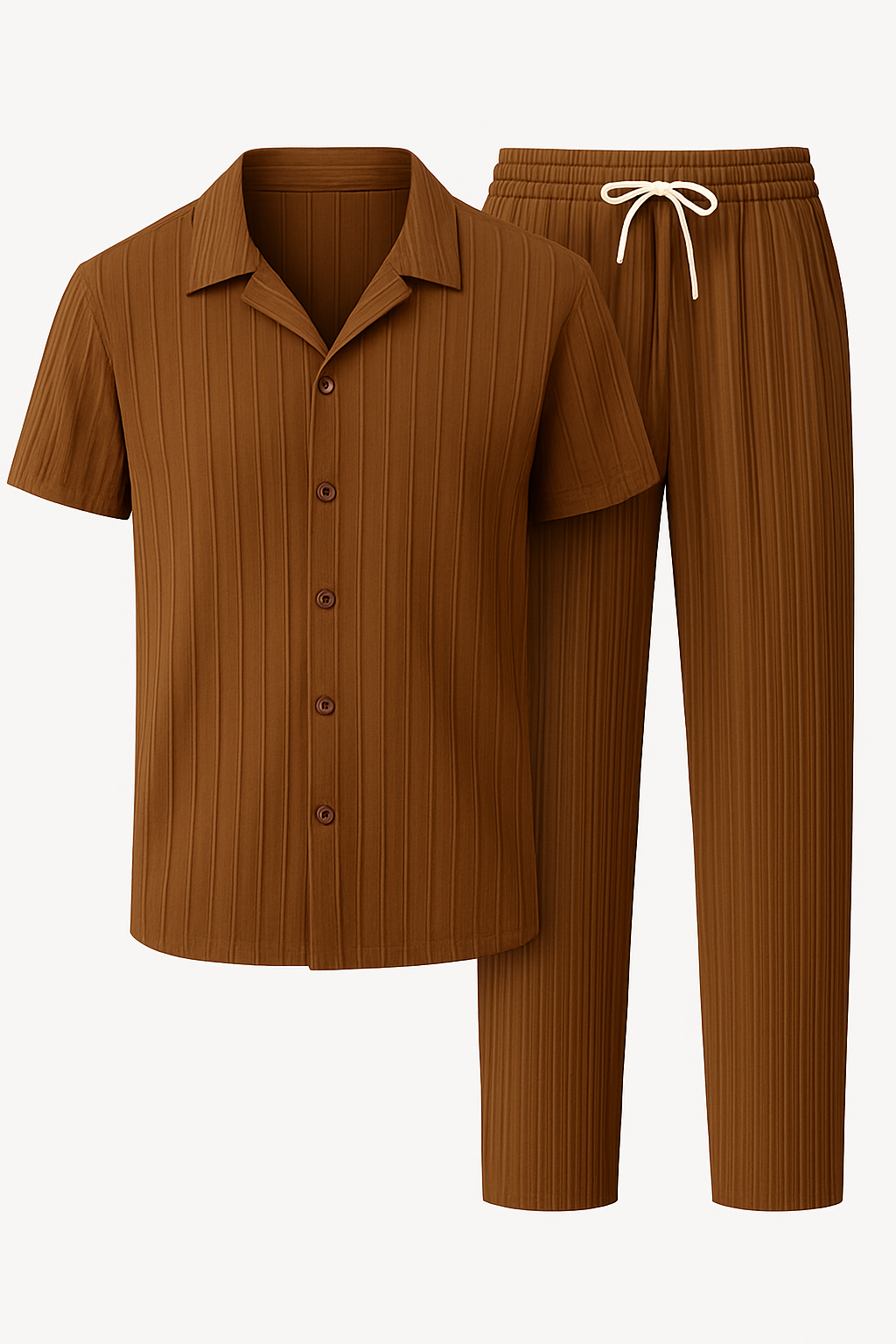 Herenoverhemd met korte mouwen en knoopjes en bijpassende broek