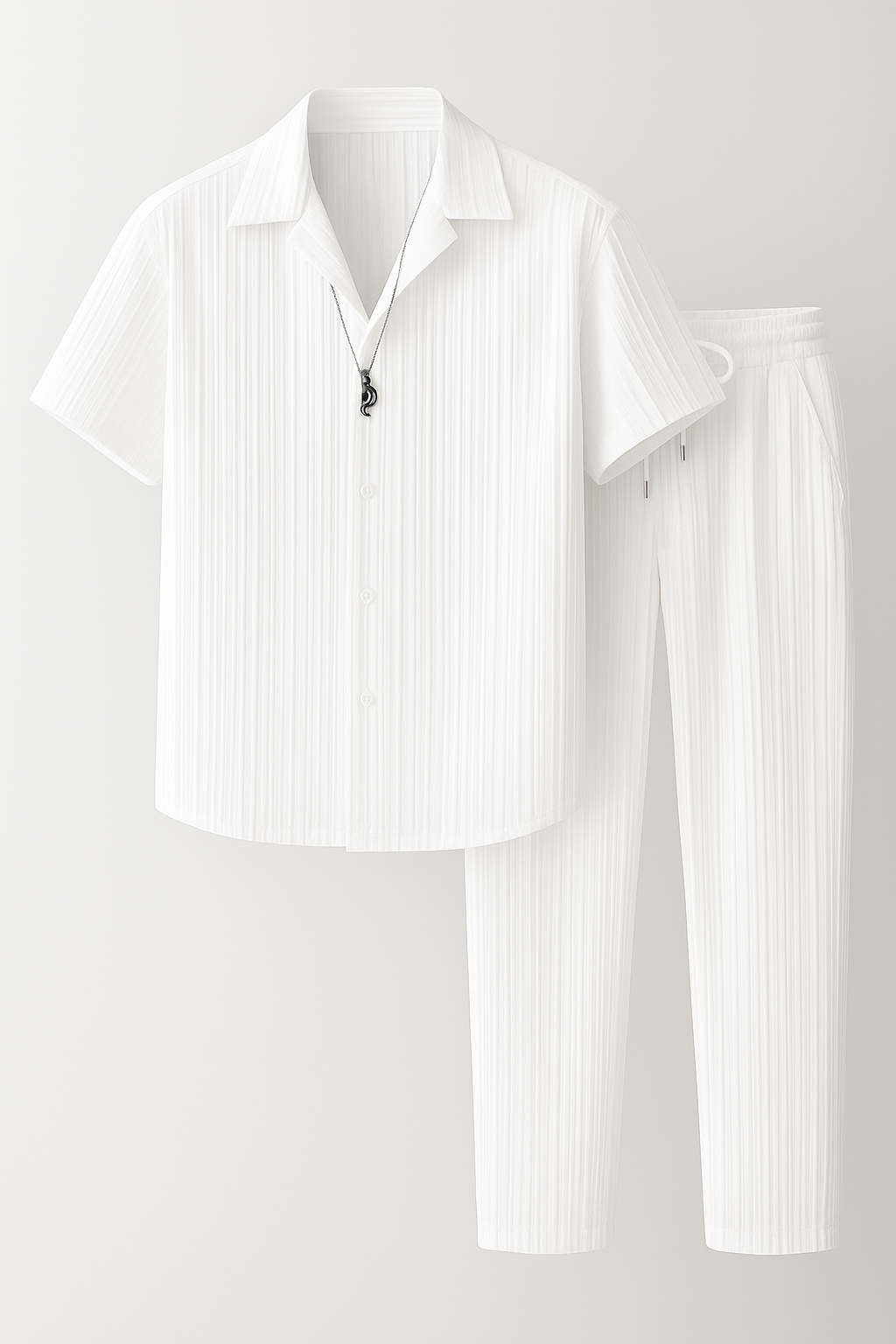 Herenoverhemd met korte mouwen en knoopjes en bijpassende broek