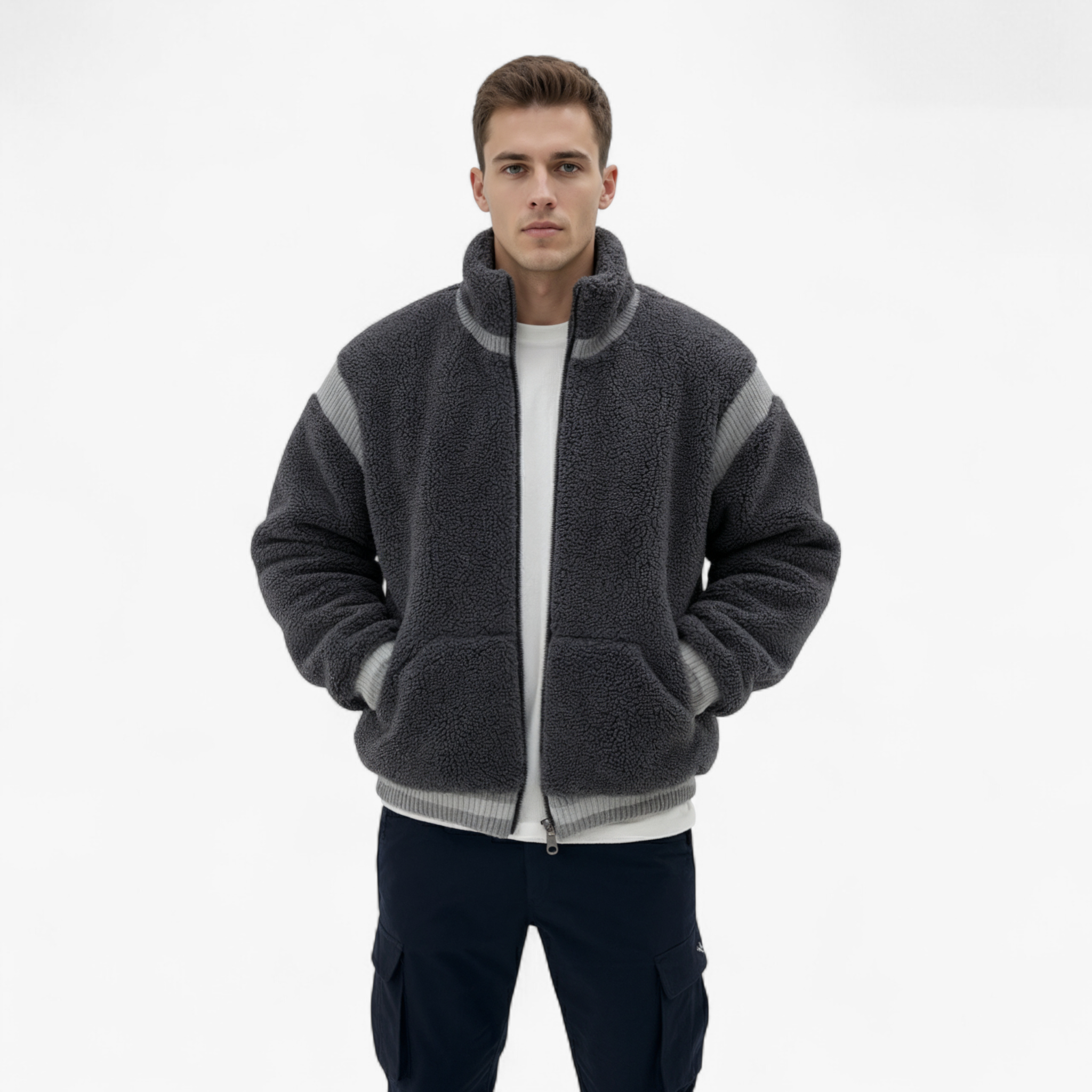 Warme Winterjas voor Mannen met Opstaande Kraag