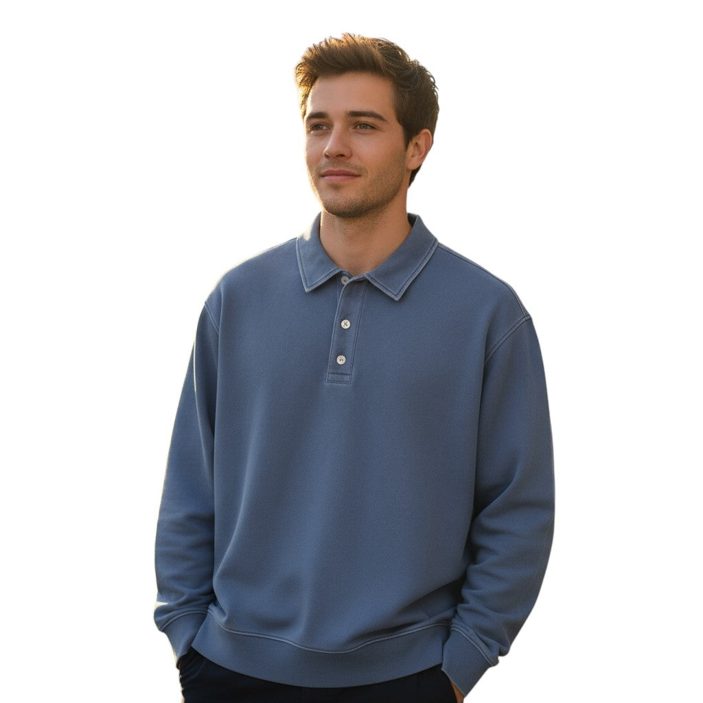 Vintage polo met lange mouwen gewassen