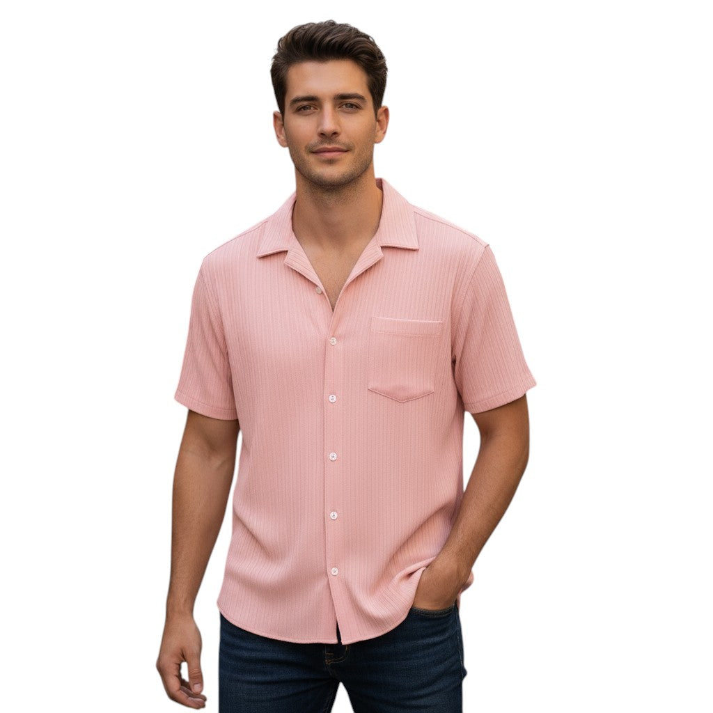 Korte Mouwen Shirt Open Kraag Zomer