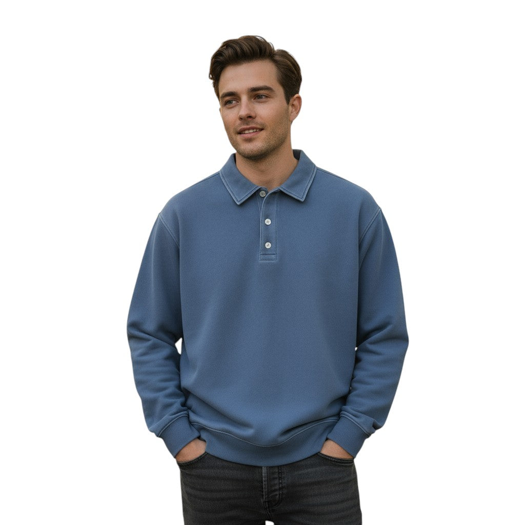 Vintage polo met lange mouwen gewassen