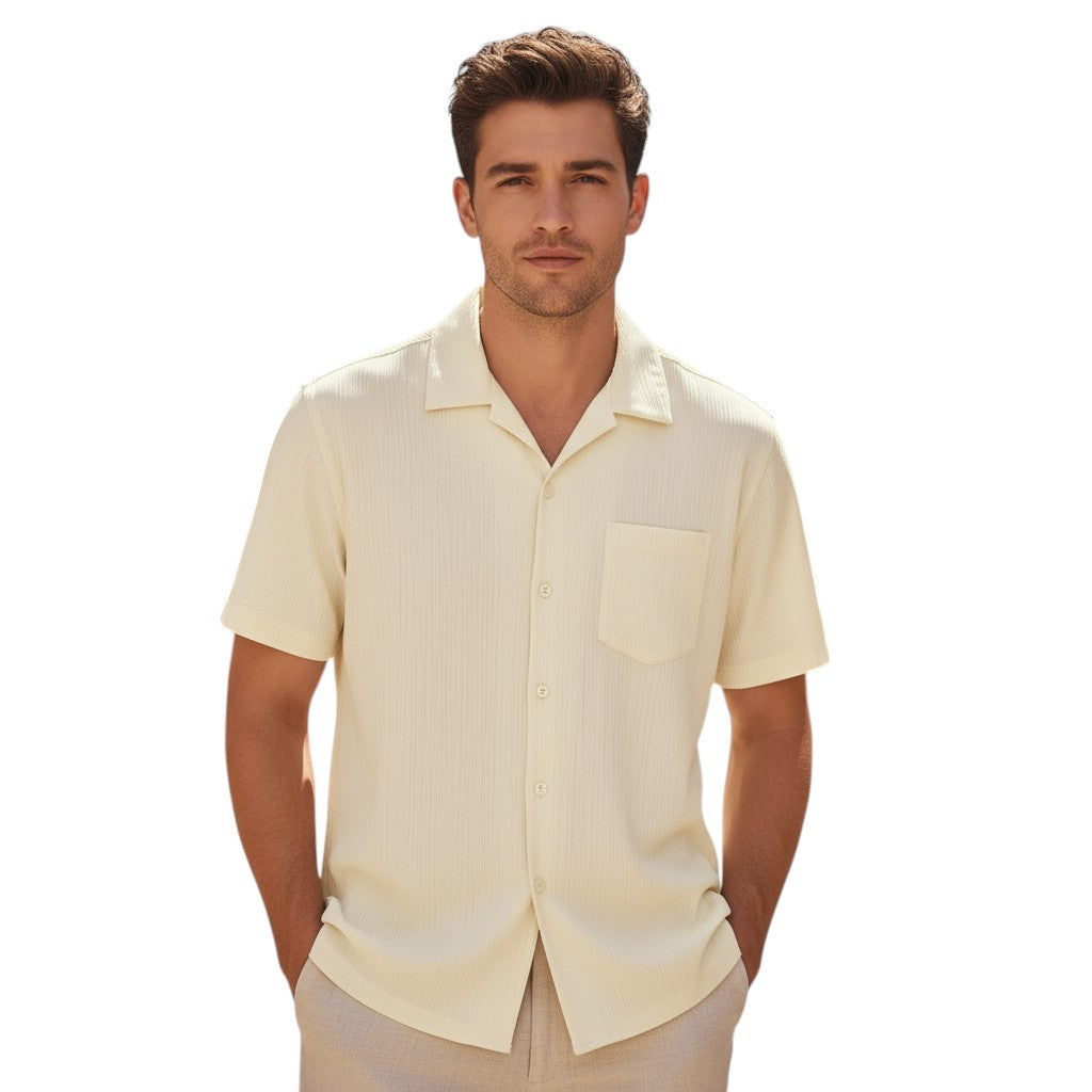 Korte Mouwen Shirt Open Kraag Zomer