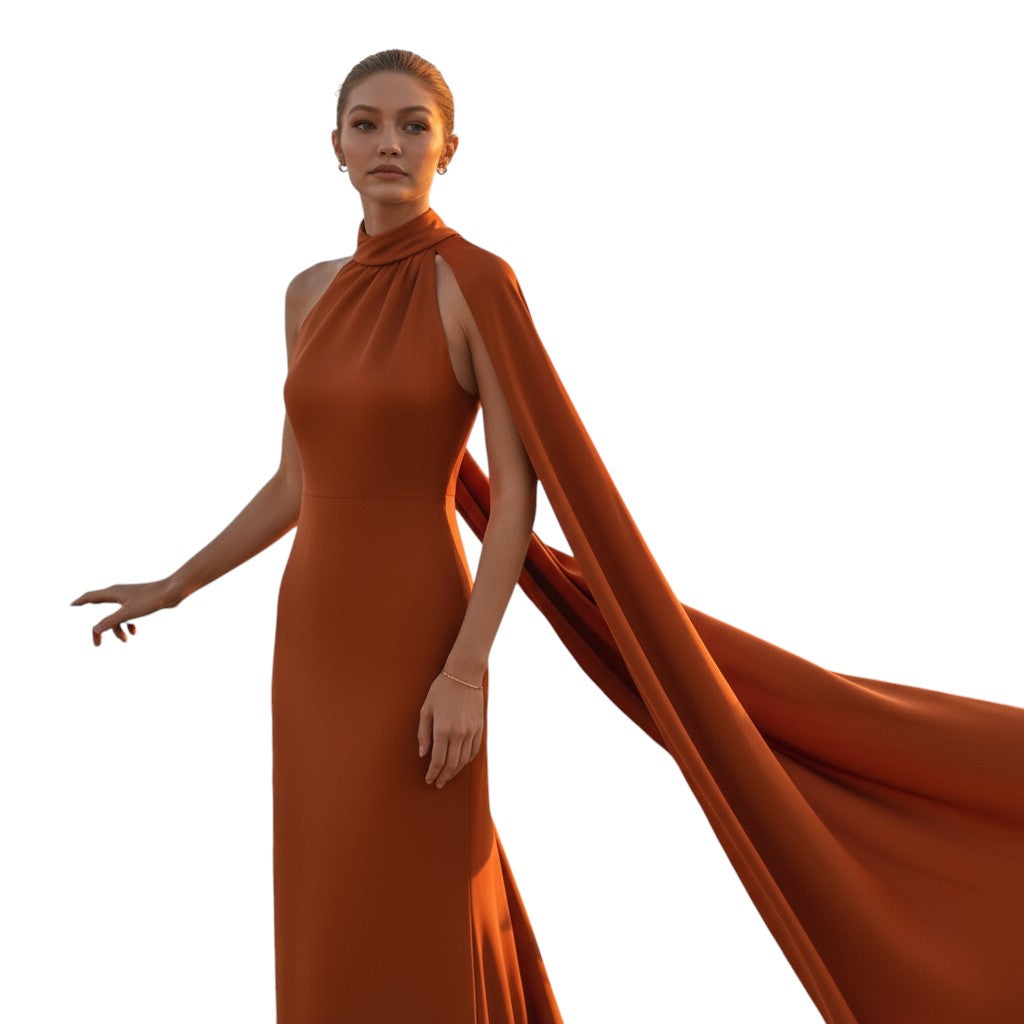 Avondjurk met Ontblote Rug en Vloeiende Sleep