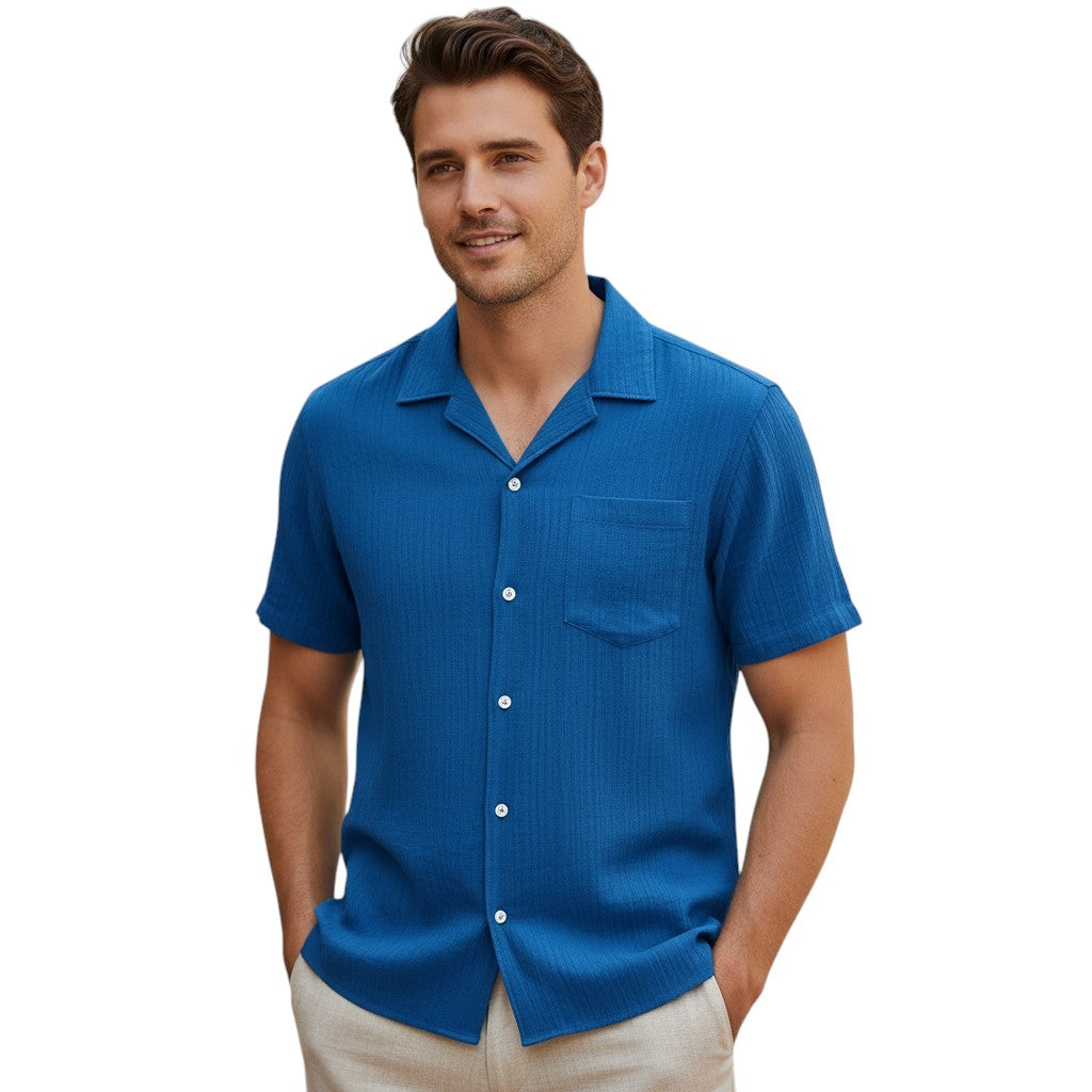 Korte Mouwen Shirt Open Kraag Zomer