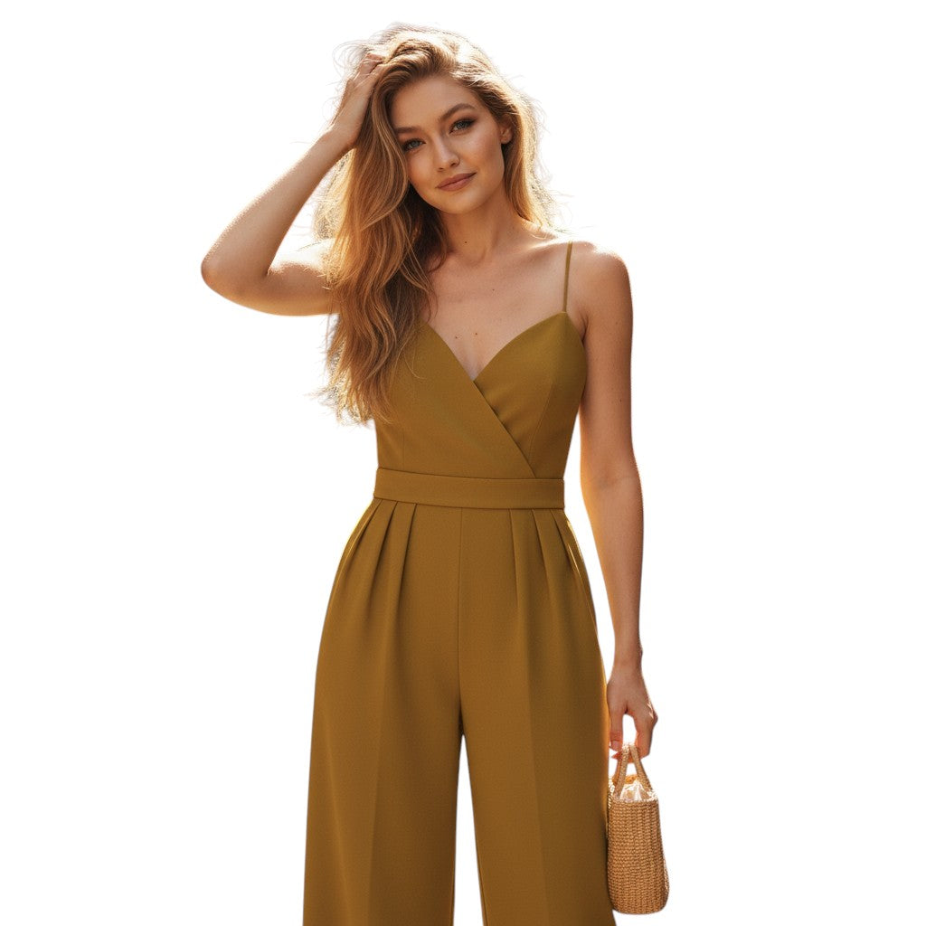 Jumpsuit met Dunne Bandjes en Palazzo Broek
