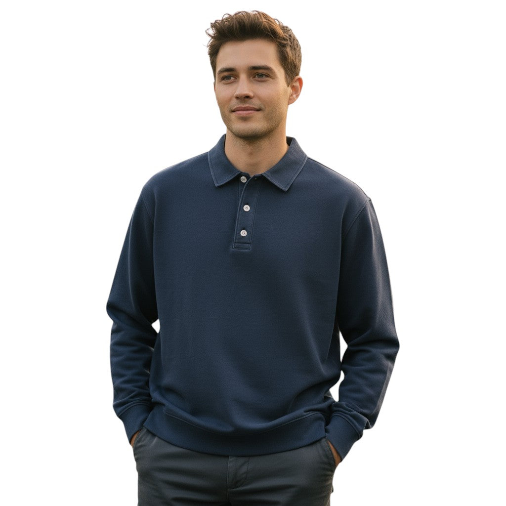 Vintage polo met lange mouwen gewassen