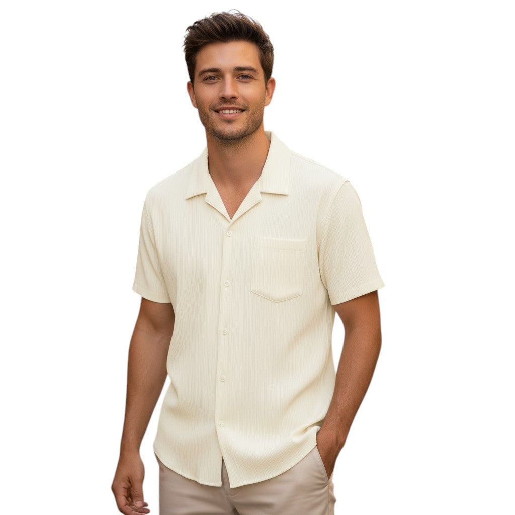 Korte Mouwen Shirt Open Kraag Zomer