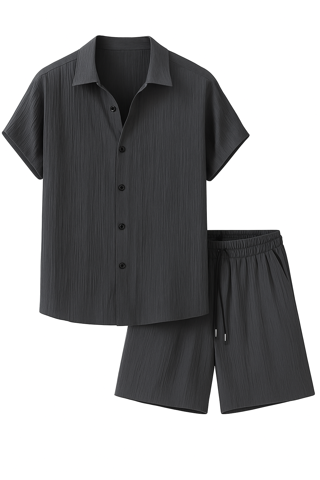 Zomeroutfit voor heren met overhemd en broek van gestreepte stof