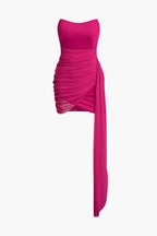 Women's Asymmetrical Bandeau Mini Dress for Festive Occasions