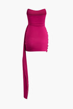 Women's Asymmetrical Bandeau Mini Dress for Festive Occasions