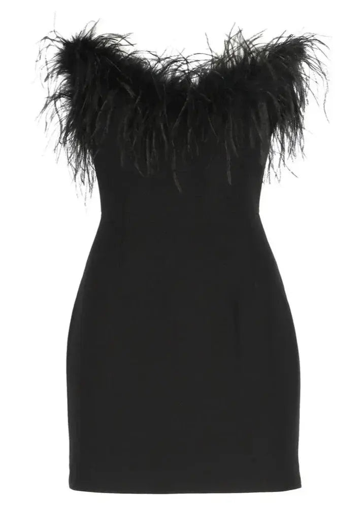 Black Strapless Cocktail Dress Women's Luxury Mini Dress