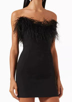 Black Strapless Cocktail Dress Women's Luxury Mini Dress