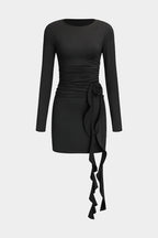 Women's figure-flattering stretch mini dress with rose detail