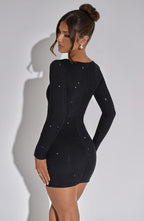 Champagne Glitter Long Sleeve Bodycon Mini Dress