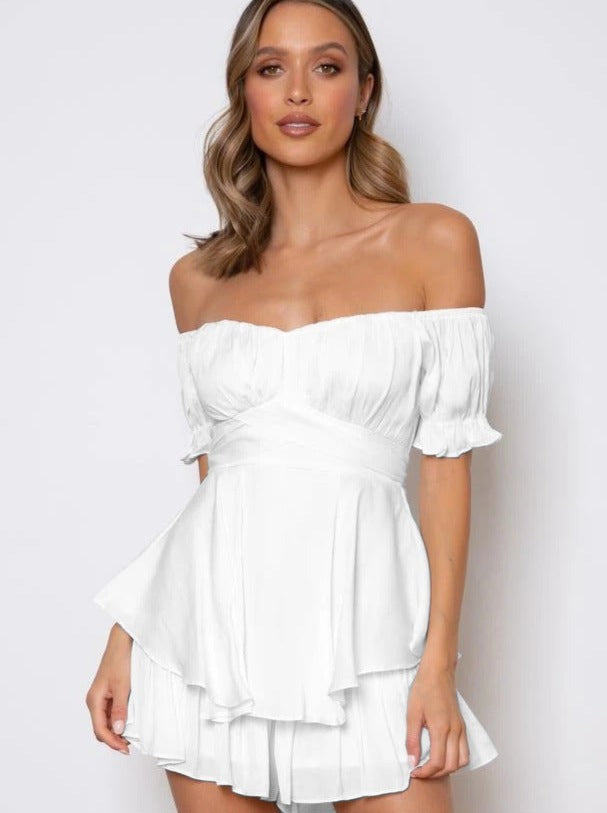 Women's White Off-Shoulder Summer Mini Dress