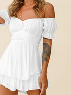 Women's White Off-Shoulder Summer Mini Dress