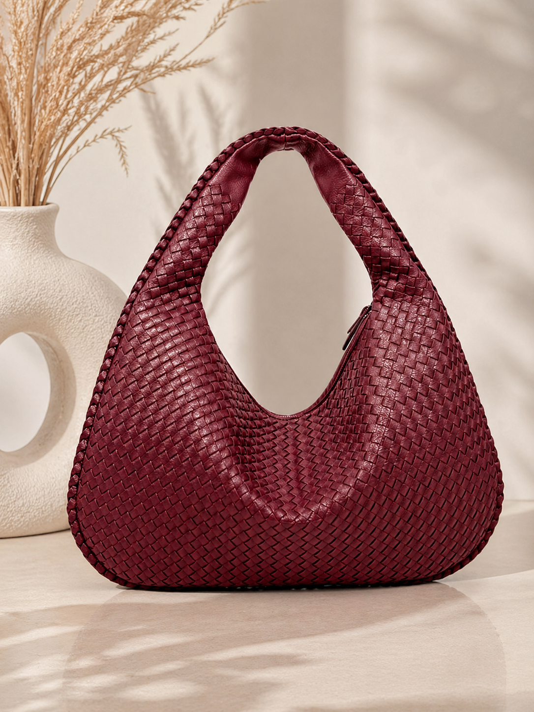 Gevlochten Hobo Tas Dames – Luxe Schoudertas van Kunstleer