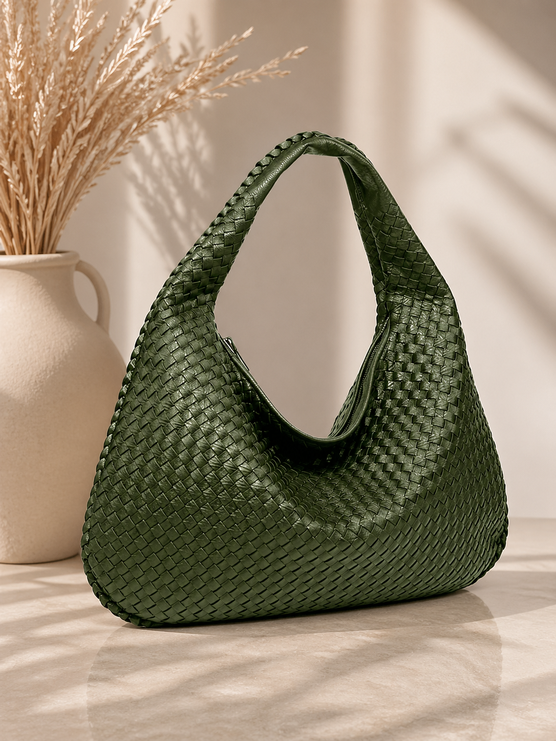 Gevlochten Hobo Tas Dames – Luxe Schoudertas van Kunstleer