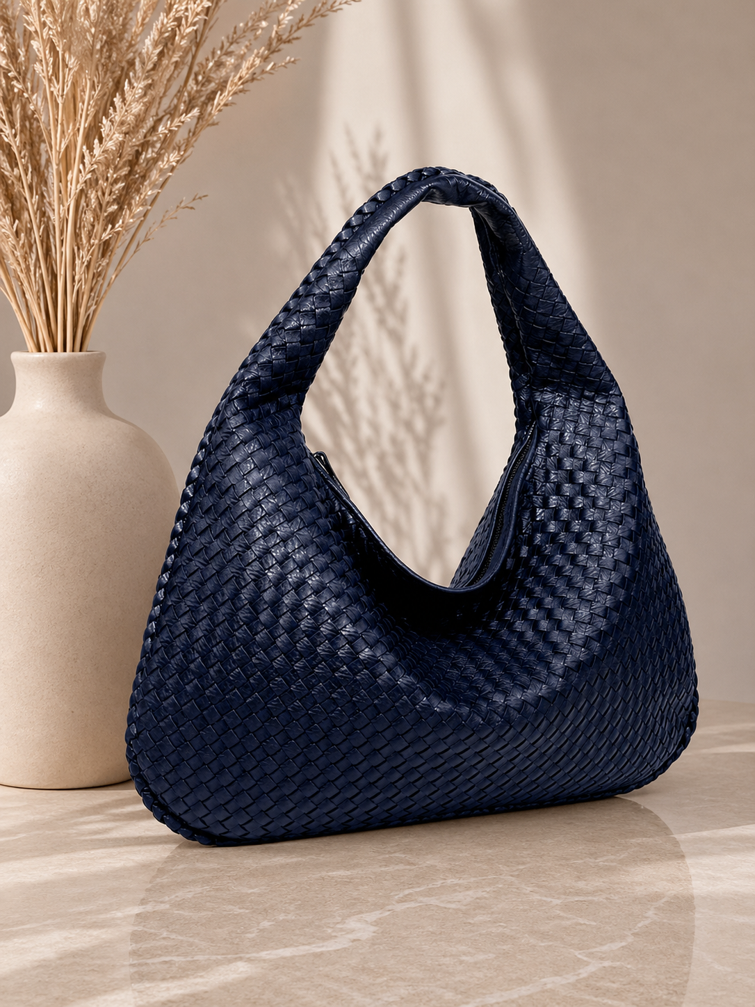 Gevlochten Hobo Tas Dames – Luxe Schoudertas van Kunstleer
