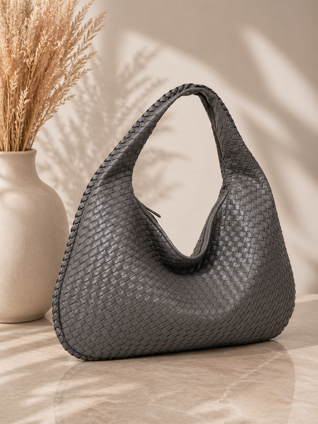 Gevlochten Hobo Tas Dames – Luxe Schoudertas van Kunstleer