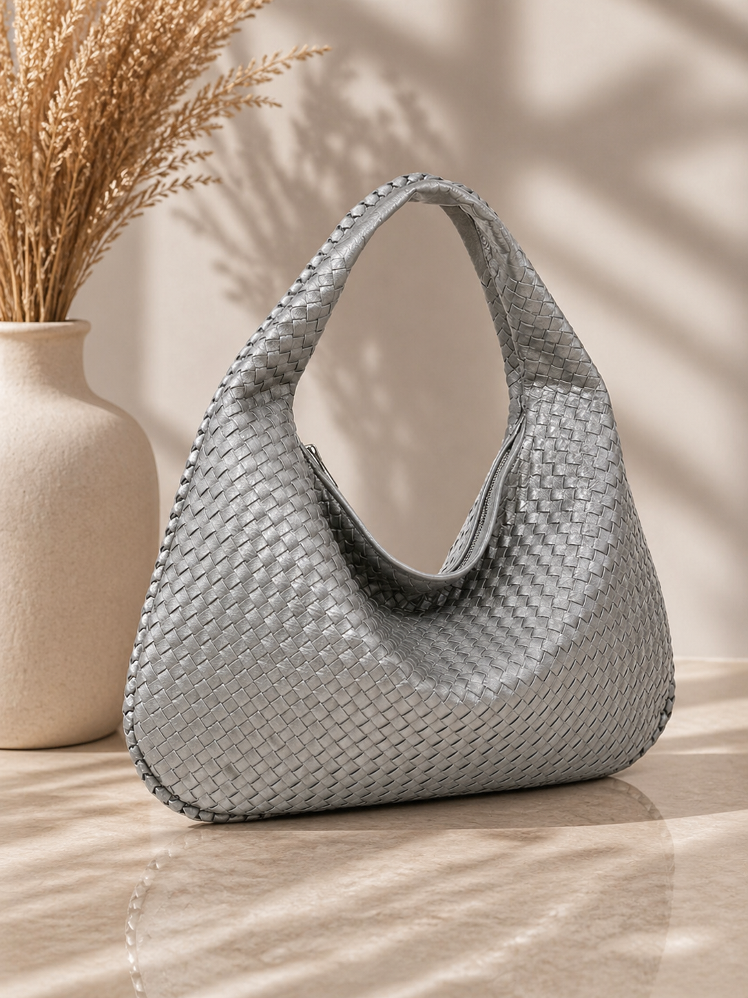 Gevlochten Hobo Tas Dames – Luxe Schoudertas van Kunstleer