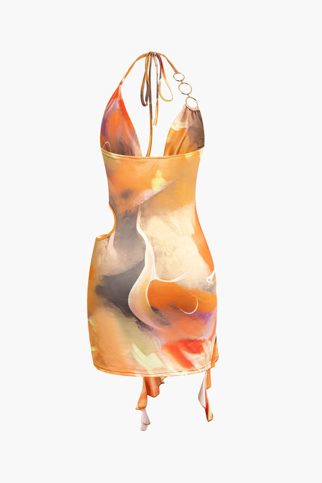 Halter Mini Jurk Dames met Print Asymmetrische Zomerjurk