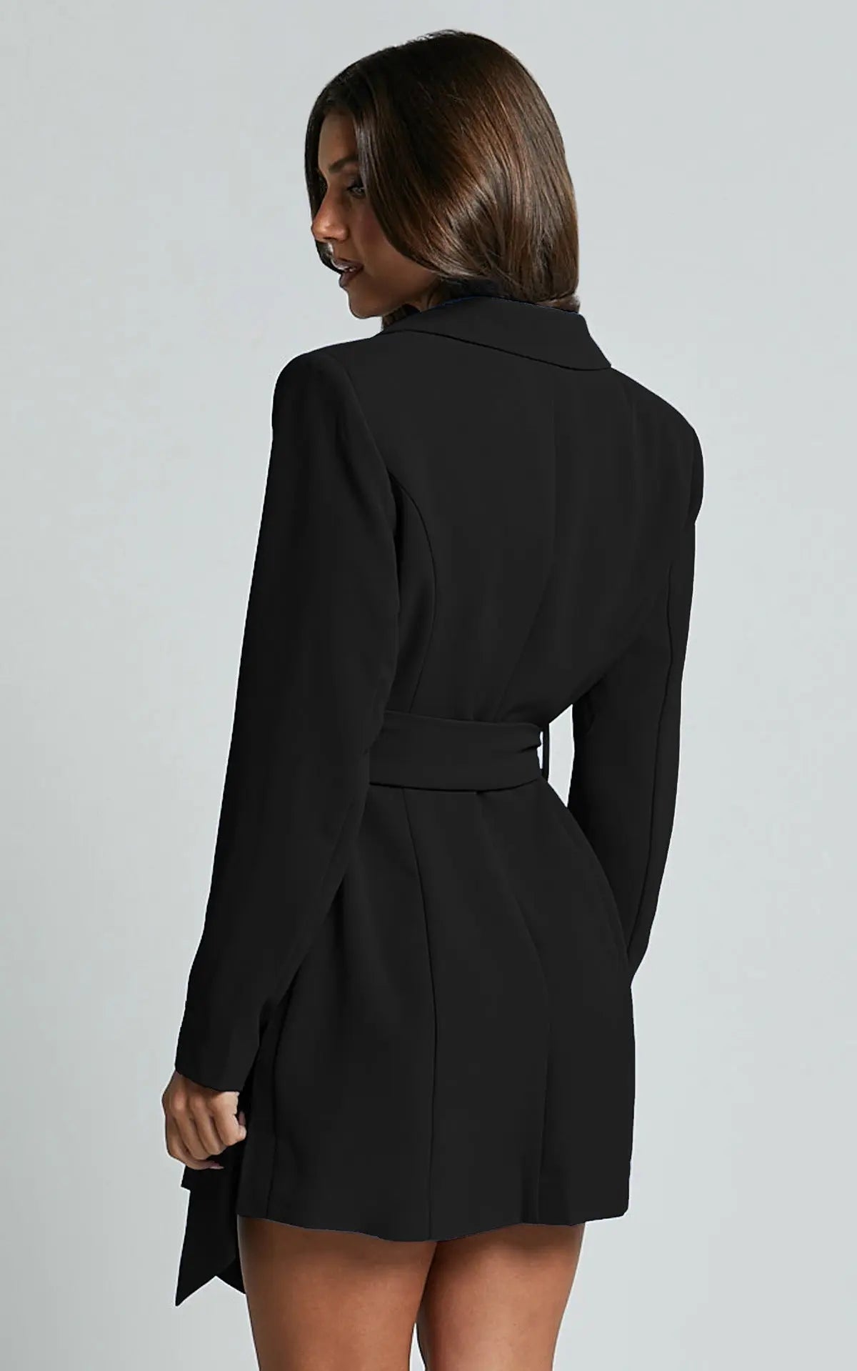 Women's Blue Blazer Dress with Waist Belt for Galas and Parties