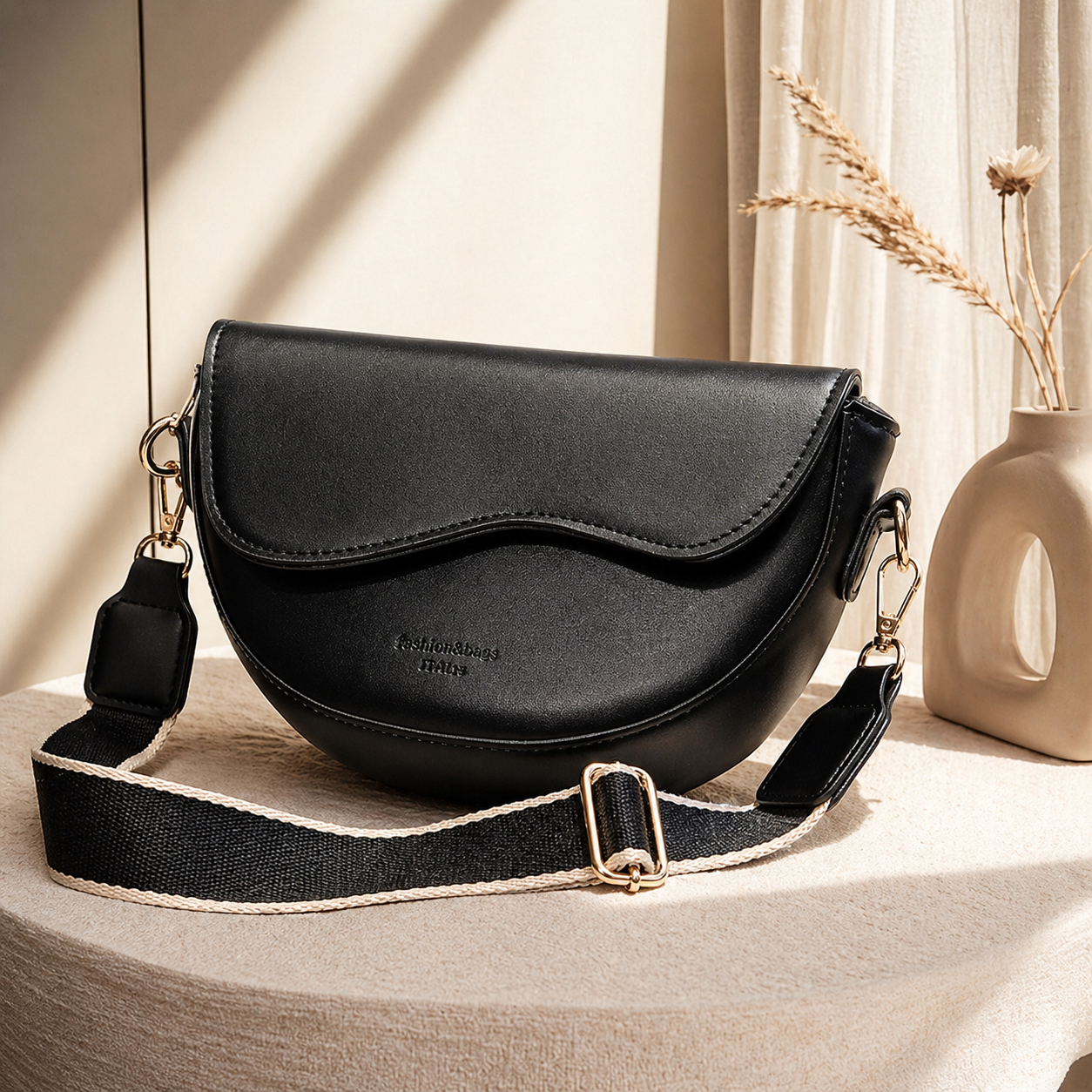 Minimalistische Crossbody Tas Dames Zwarte Compacte Schoudertas