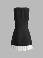 Women's Sleeveless Mini Dress Black with Contrast Skirt