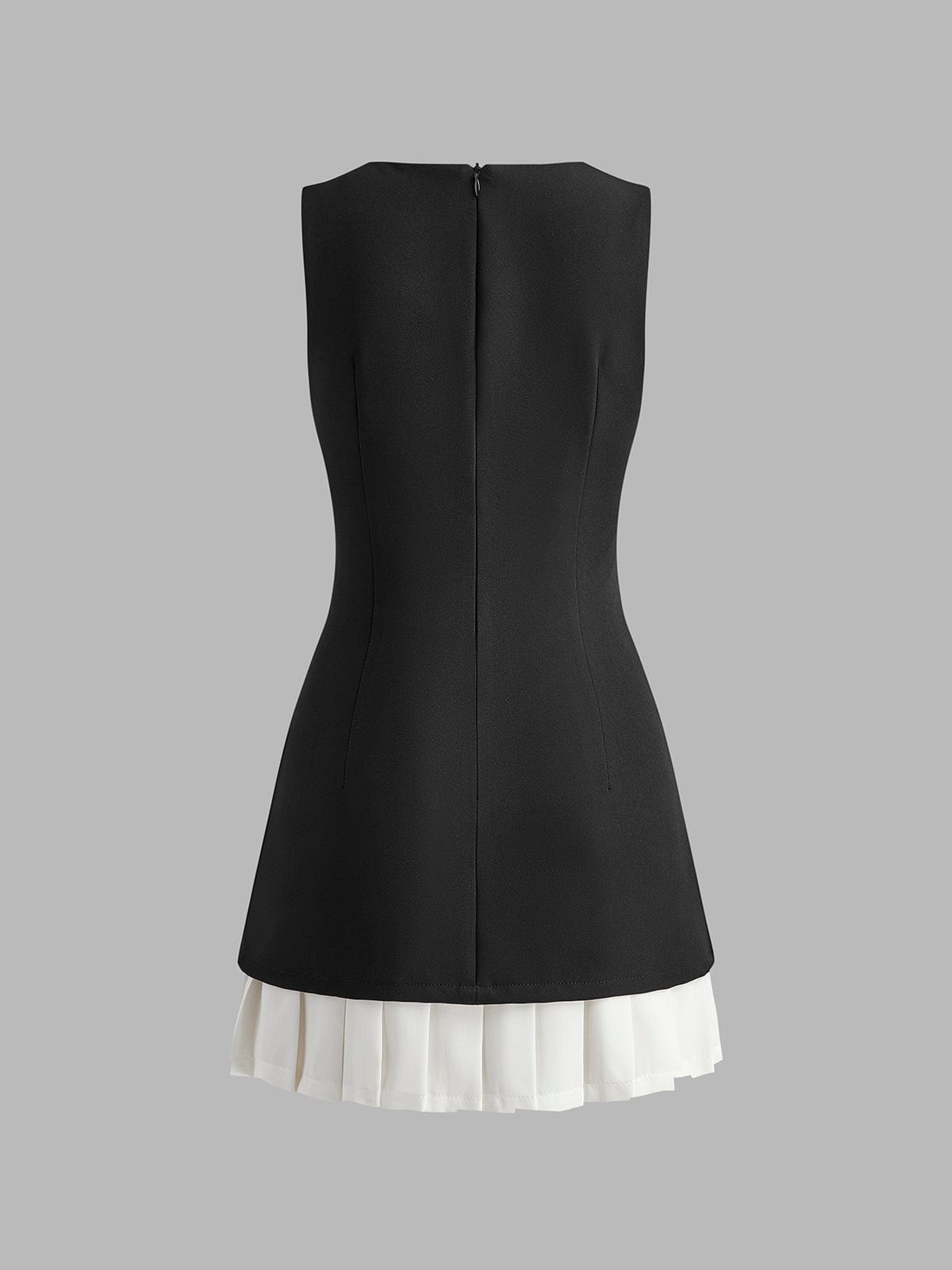 Women's Sleeveless Mini Dress Black with Contrast Skirt