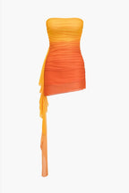 Strapless Ombre Mini Jurk Dames Zomerjurk