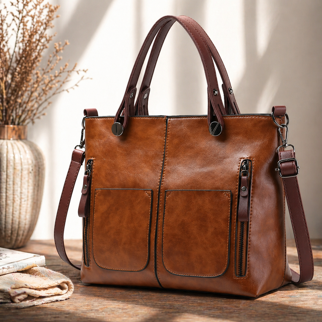 Vintage Handbag Ladies Roomy PU Leather Shoulder Bag with