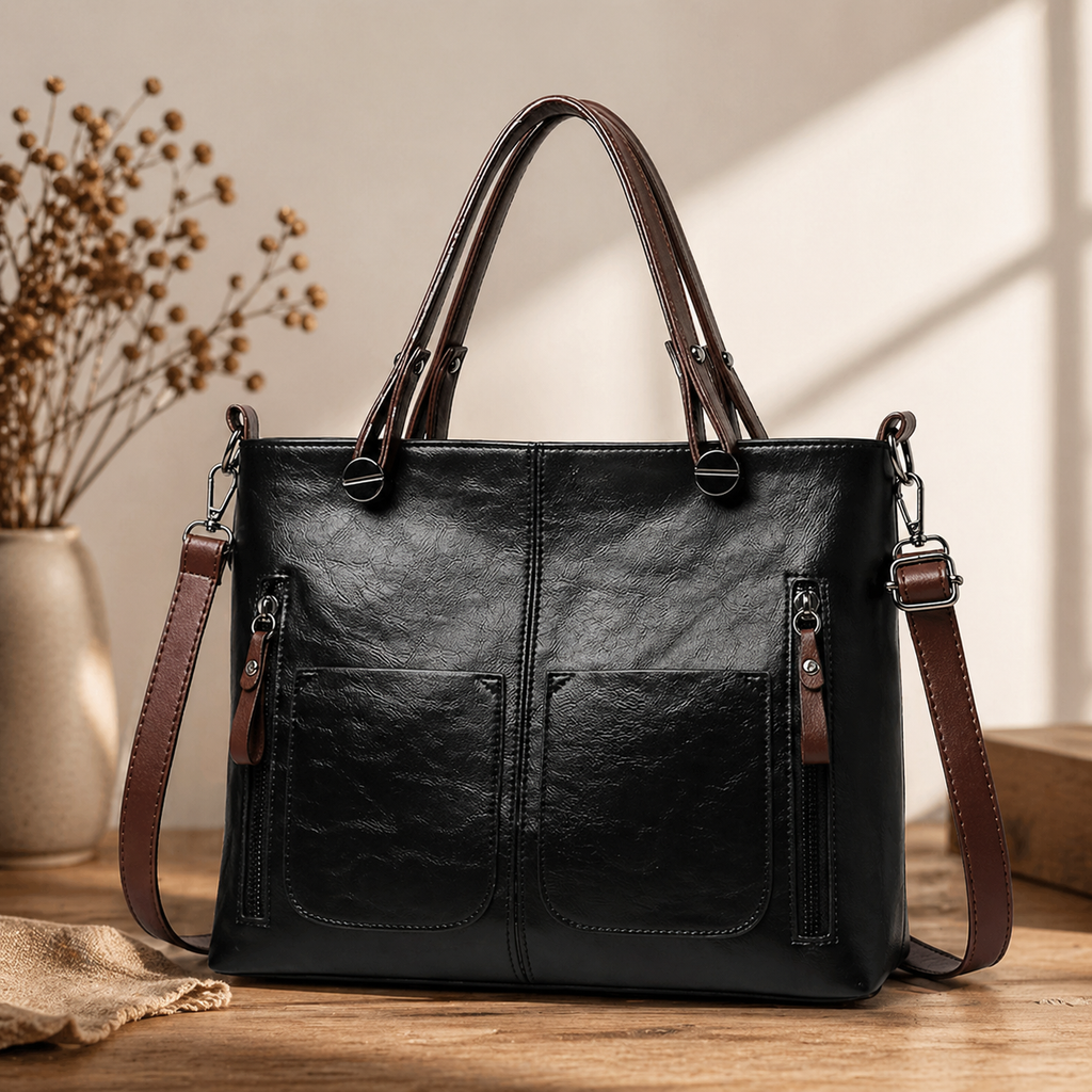 Vintage Handbag Ladies Roomy PU Leather Shoulder Bag with