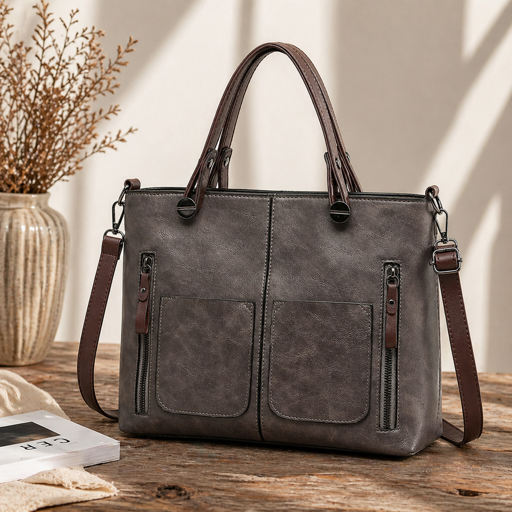 Vintage Handbag Ladies Roomy PU Leather Shoulder Bag with