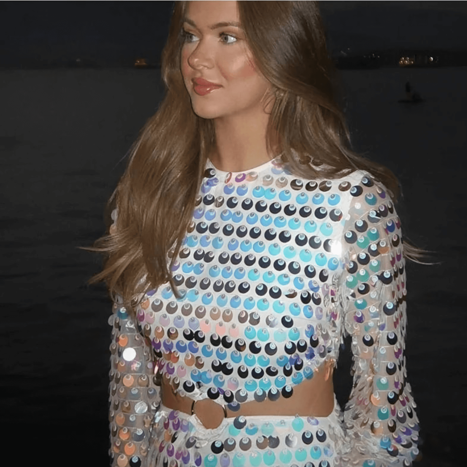 Sequin Co-ord Set Women – Glamour Crop Top