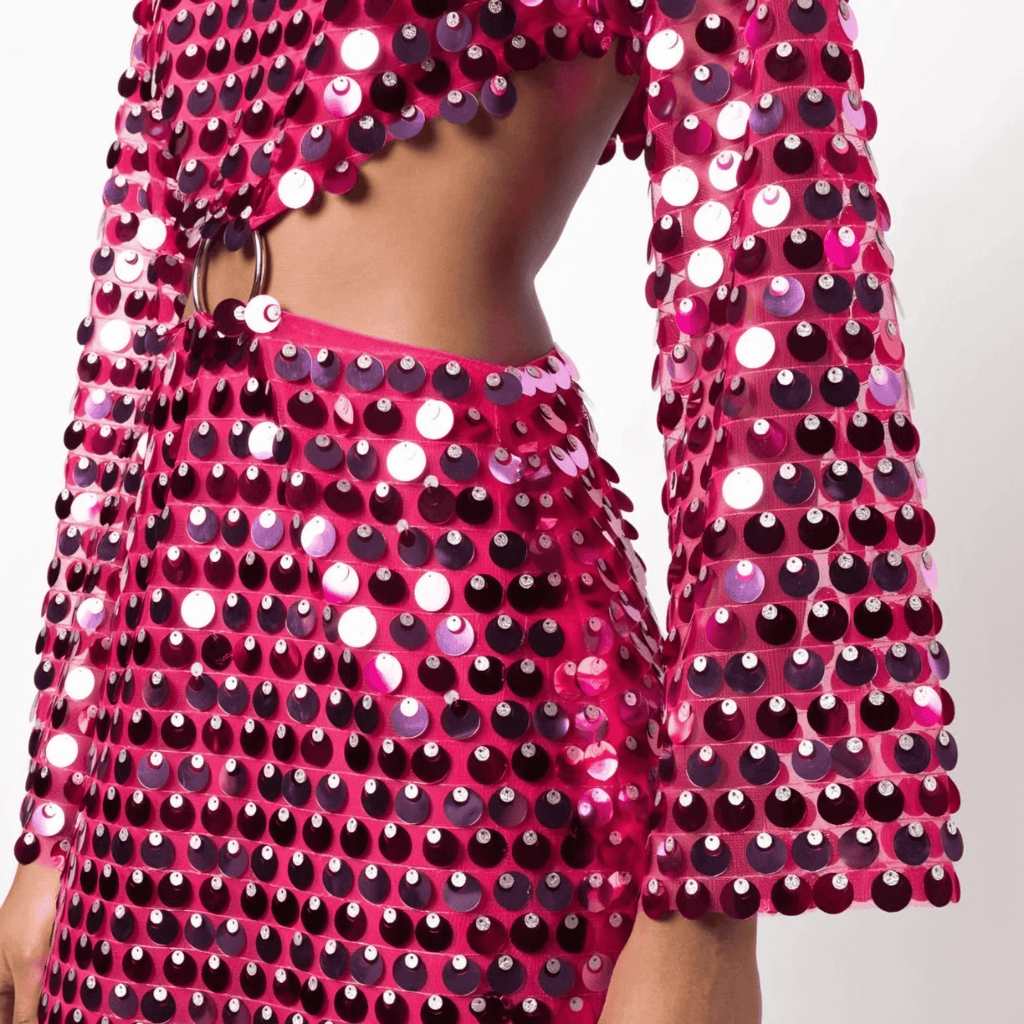 Sequin Co-ord Set Women – Glamour Crop Top