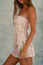 Strapless Floral Embroidered Women's Mini Dress
