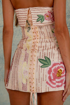 Strapless Floral Embroidered Women's Mini Dress