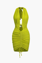 Halter Mini Jurk Dames Rimpel Jurkje
