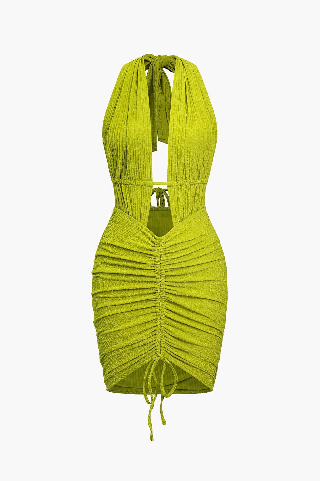 Halter Mini Jurk Dames Rimpel Jurkje