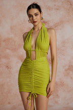 Halter Mini Jurk Dames Rimpel Jurkje