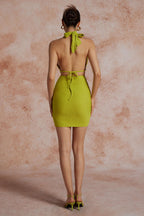 Halter Mini Jurk Dames Rimpel Jurkje