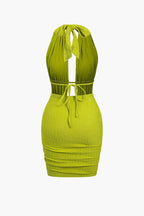 Halter Mini Jurk Dames Rimpel Jurkje