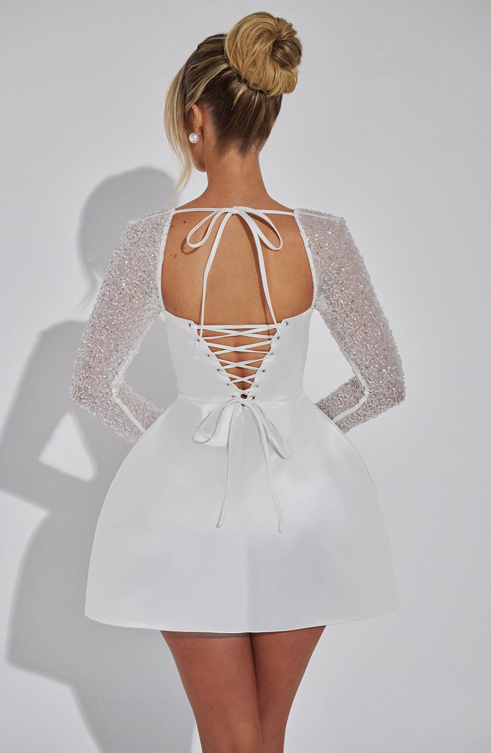 Women's Off-Shoulder Mini Dress with Satin Trim