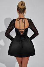 Women's Off-Shoulder Mini Dress with Satin Trim