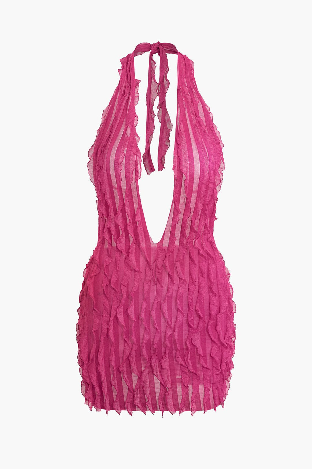 Roze Halter Mini Jurk Dames Bodycon Feestjurk