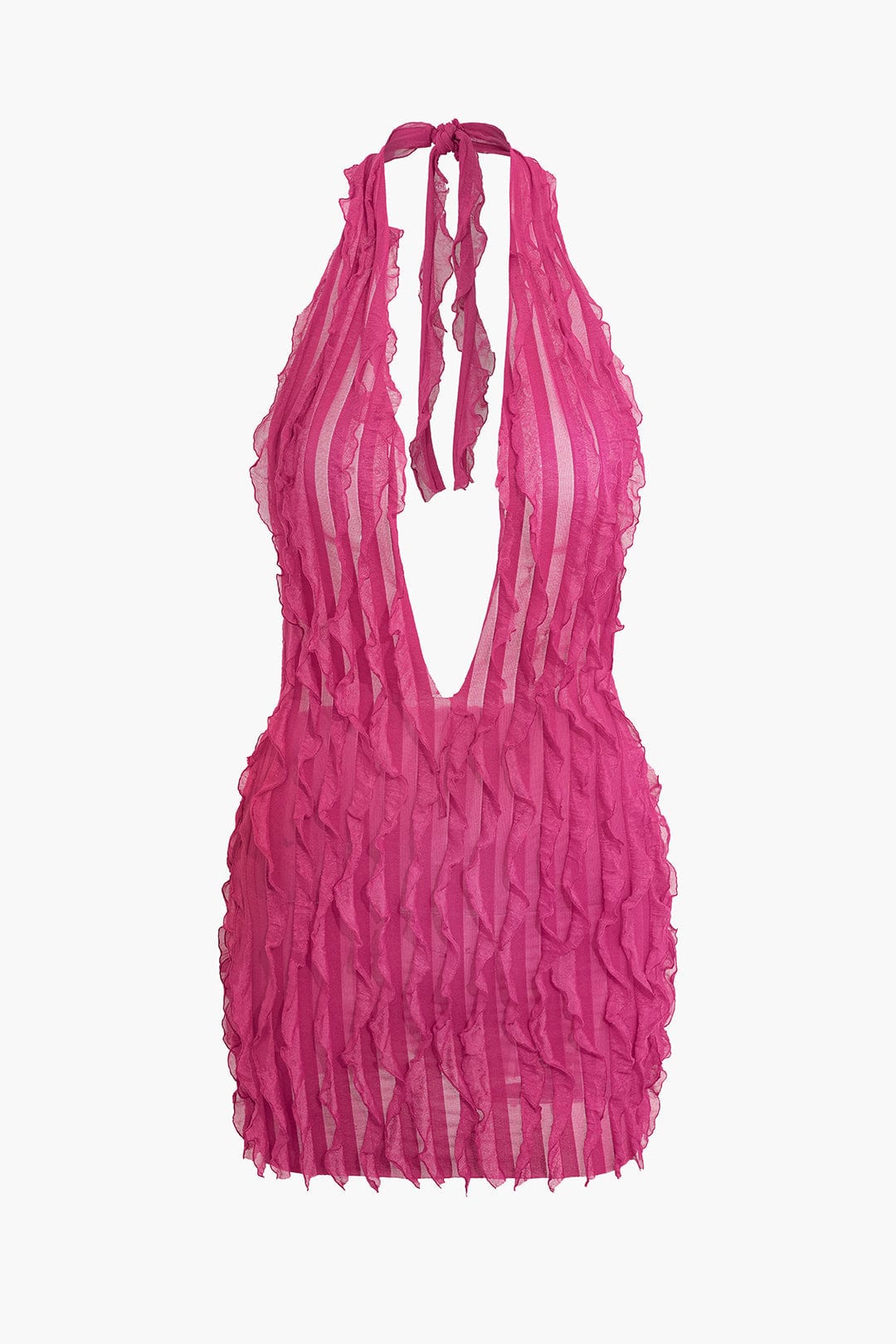Roze Halter Mini Jurk Dames Bodycon Feestjurk