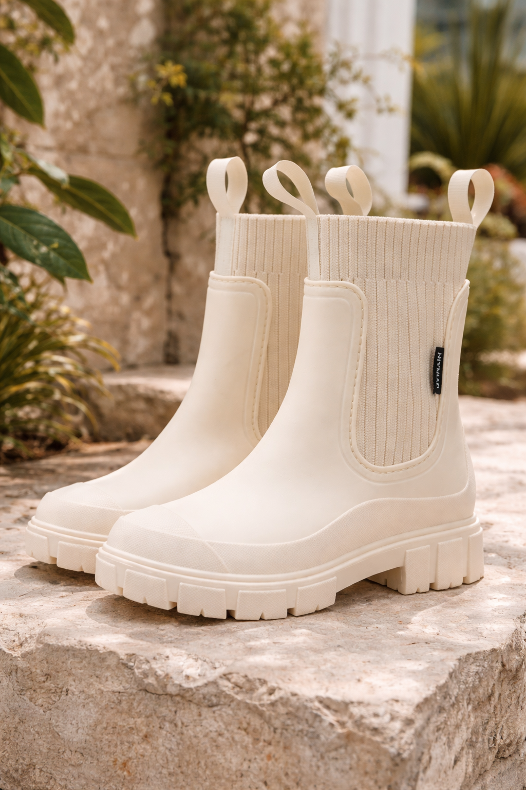 Taupe Rain Boots with Chunky Sole Waterproof